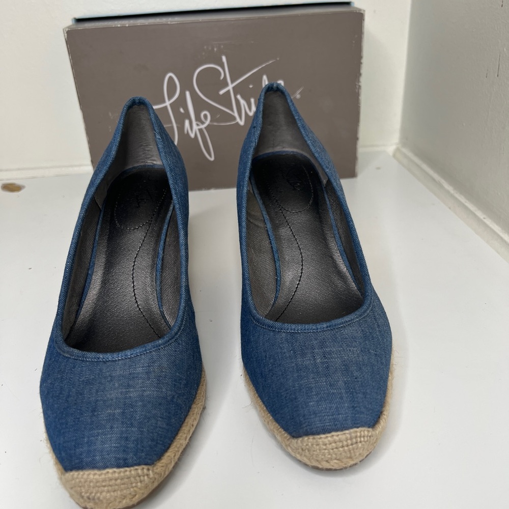 Life Stride Denim Espadrille Wedges